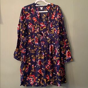 Old Navy Navy Floral Long Sleeve Dress